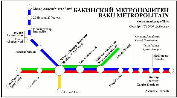 Метро в баку схема